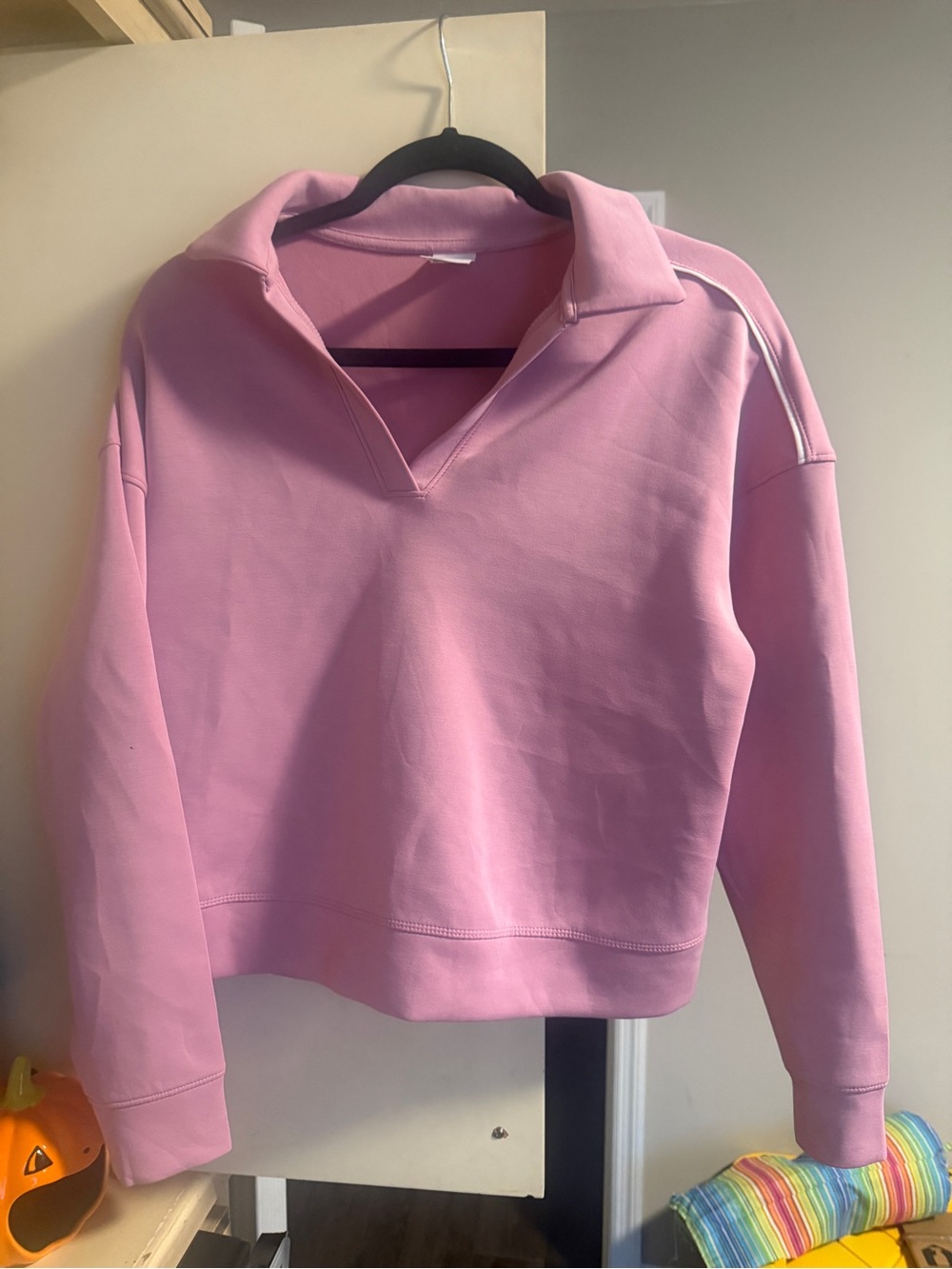 all in motion Pink V-Neck Collared Pullover Sweatshirt